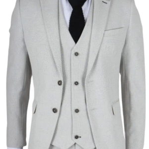 Miller – Men’s Grey Checked Plaid Tailored Fit 3 Piece Suit